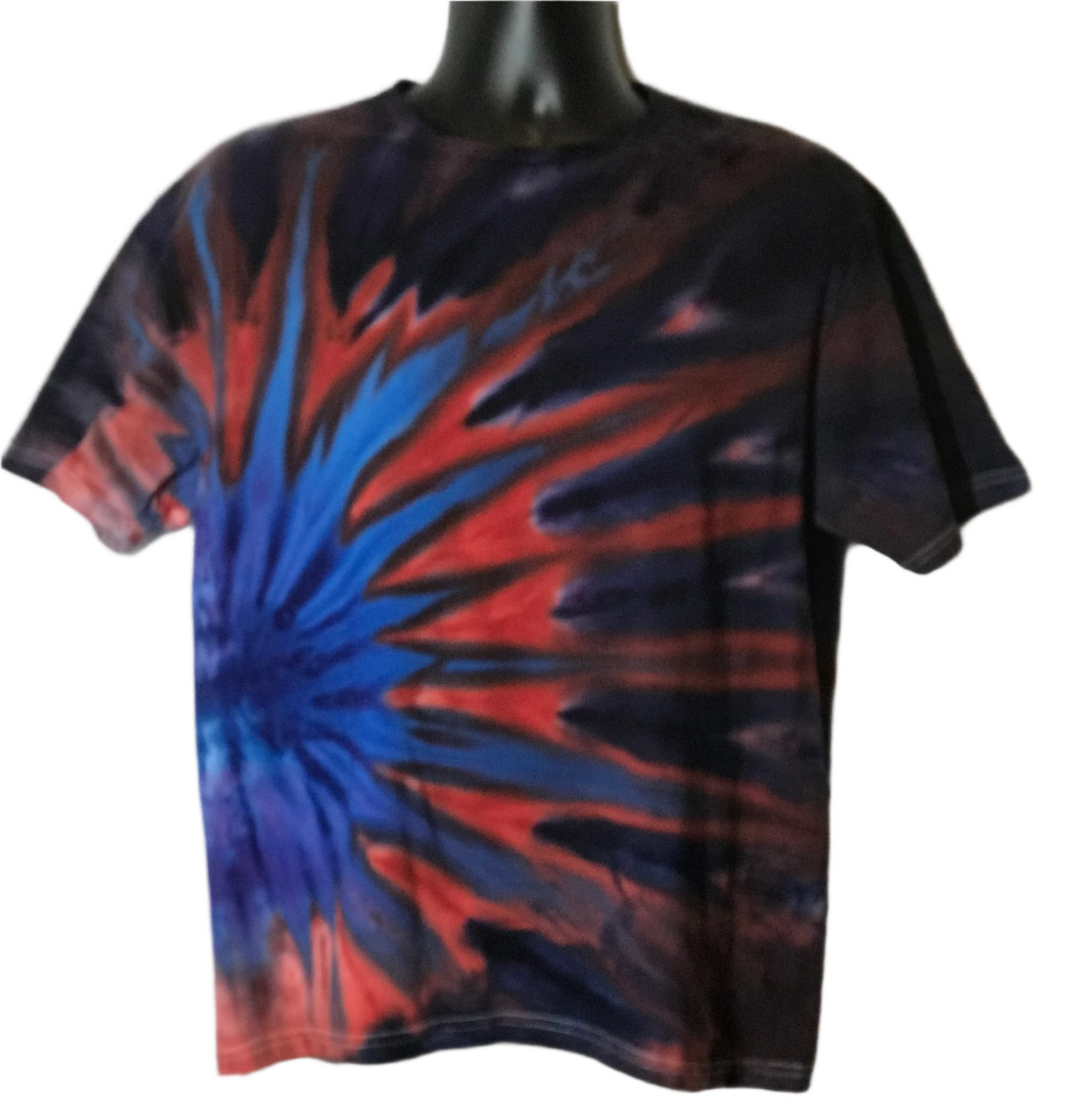 Adult Large Dark Blue, Red, & Blue Sideburst Ice Dye #492