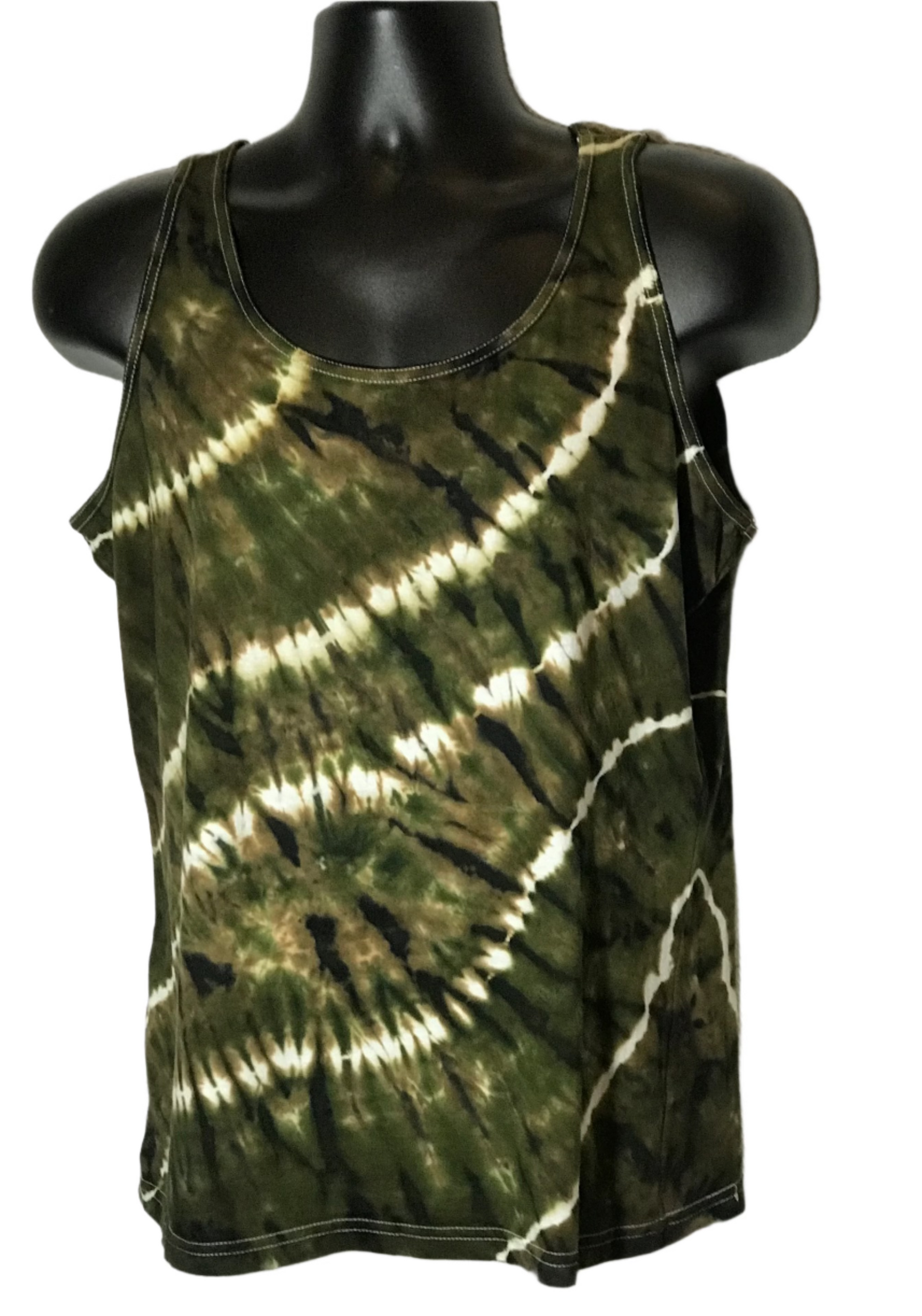 Adult XL Womens Green Brown and White Tank #700