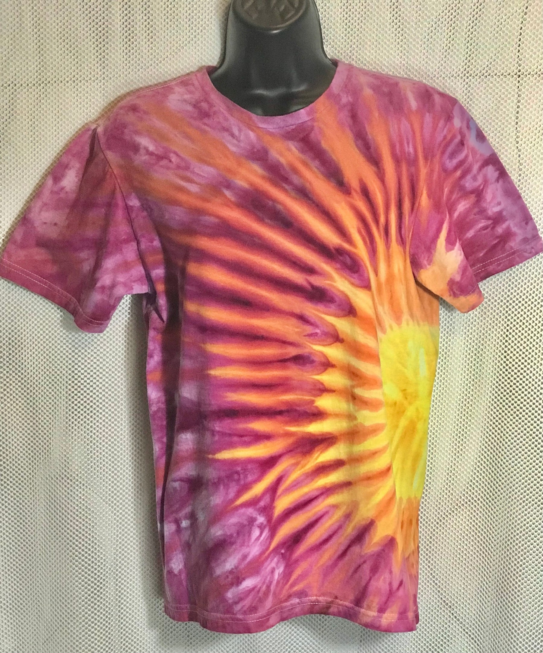 Adult Small Pink and Yellow Sideburst Ice Dye #046