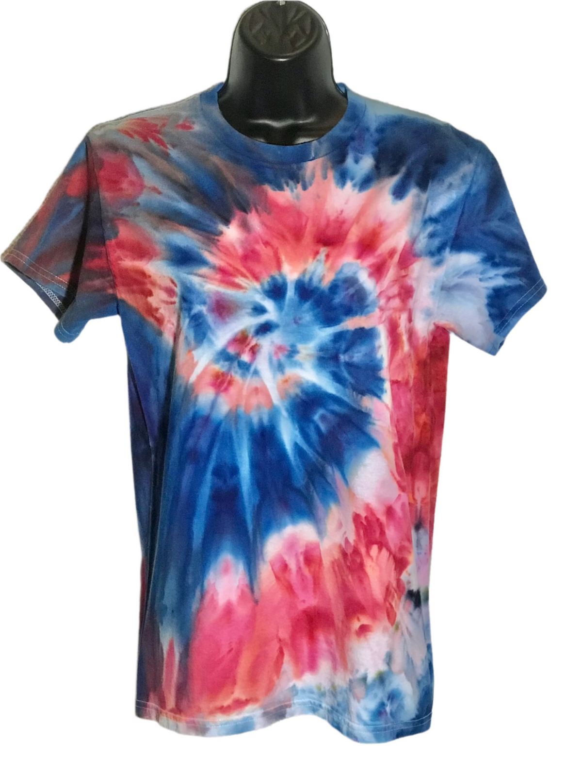 Adult Small Light Blue and Pink Spiral Ice Dye #050