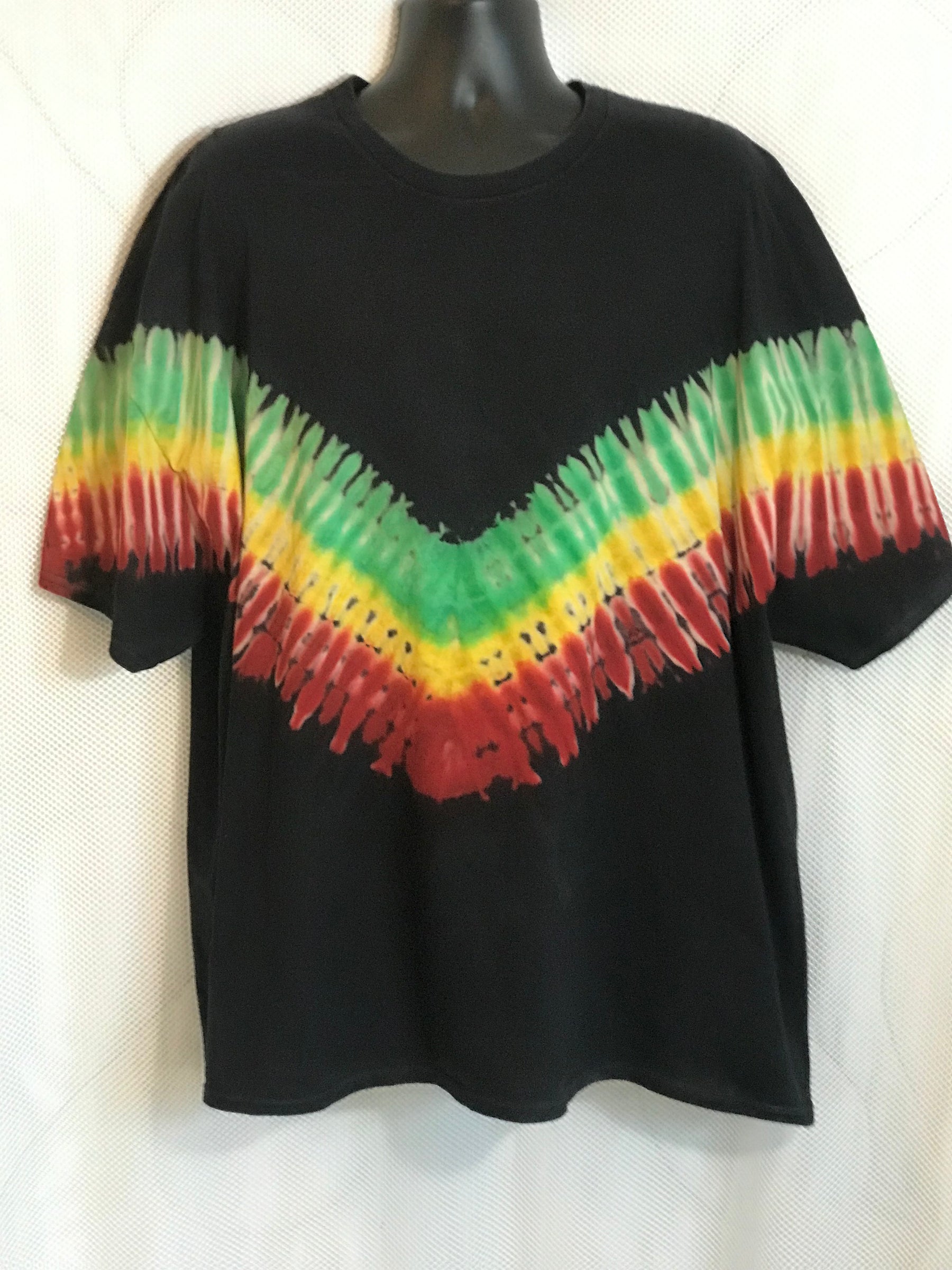 Adult 4-XL Black Green Yellow and Red V #1108