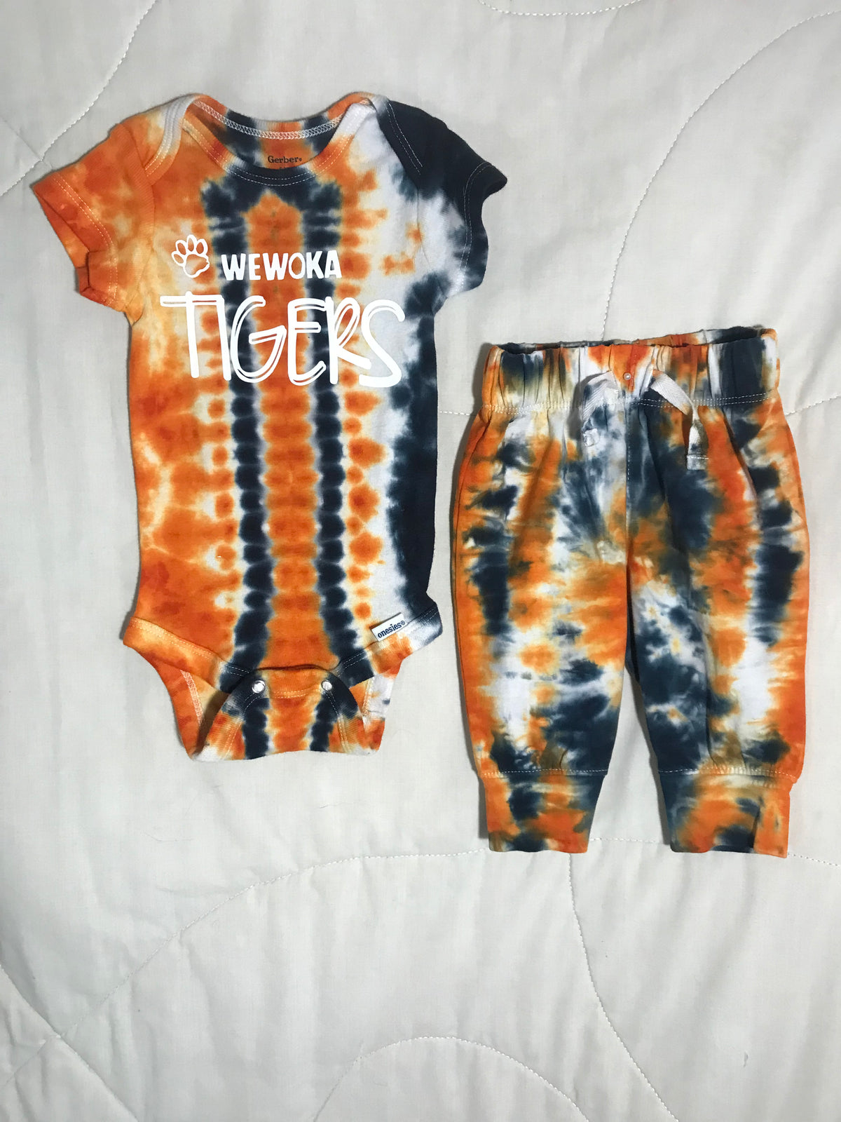 Infant 0-3 M Orange and Black Wewoka Tigers With Pants #1222