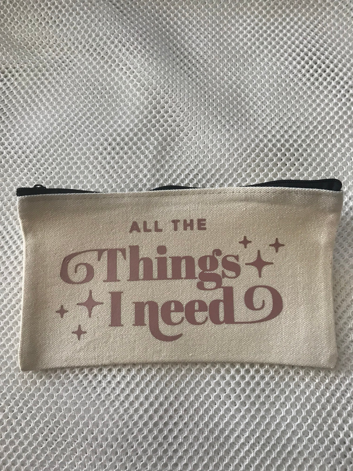 8" x 4.5" White Captioned Zippered Pouch #1319