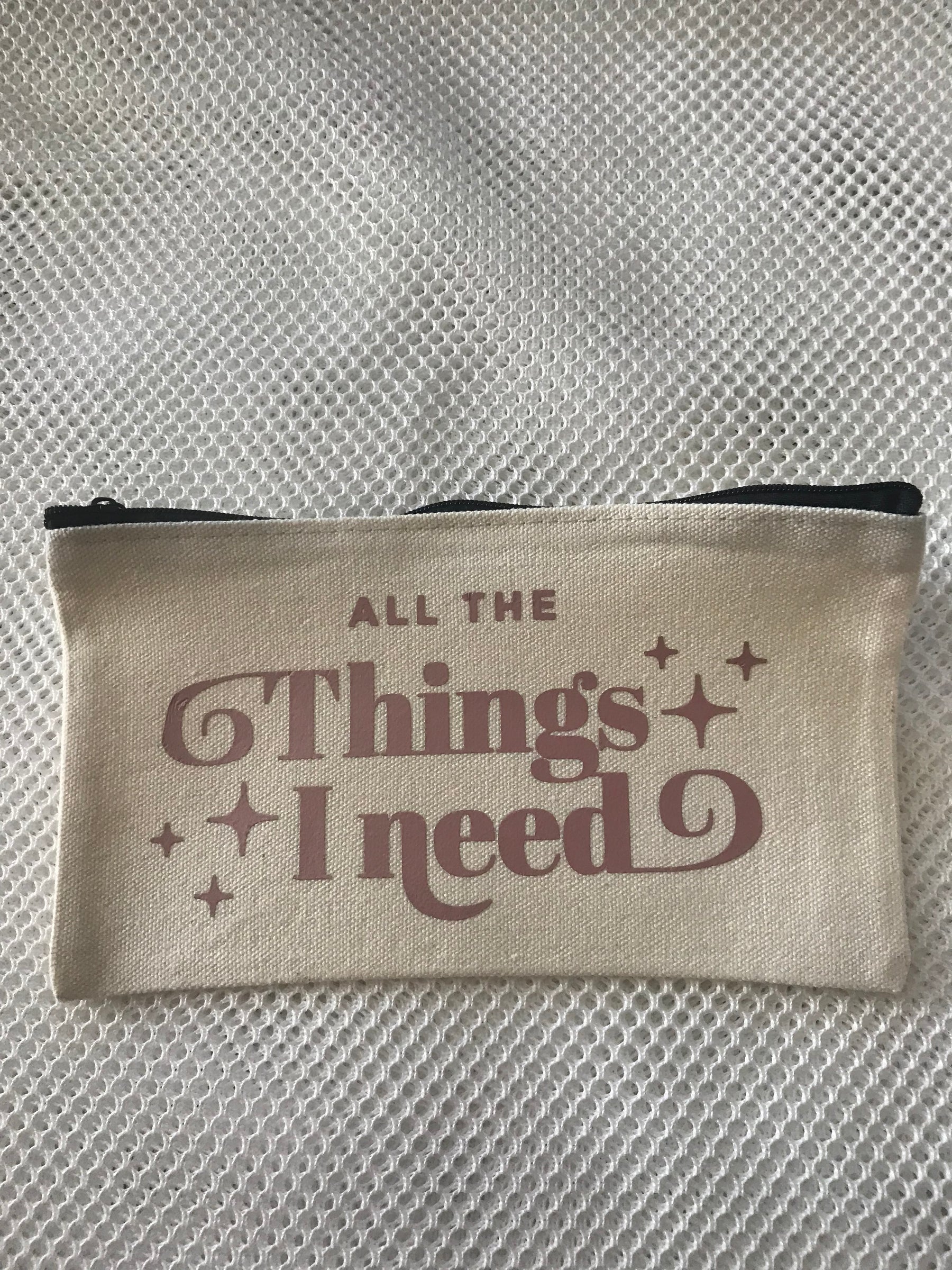 8" x 4.5" White Captioned Zippered Pouch #1319