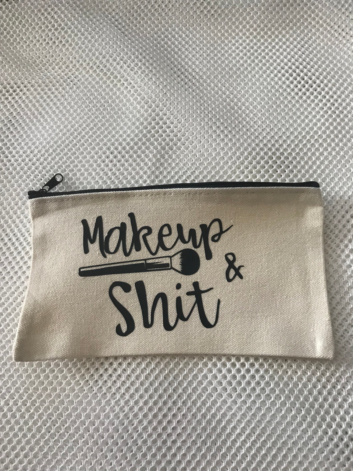 8" x 4.5" White Captioned Zippered Pouch #1320