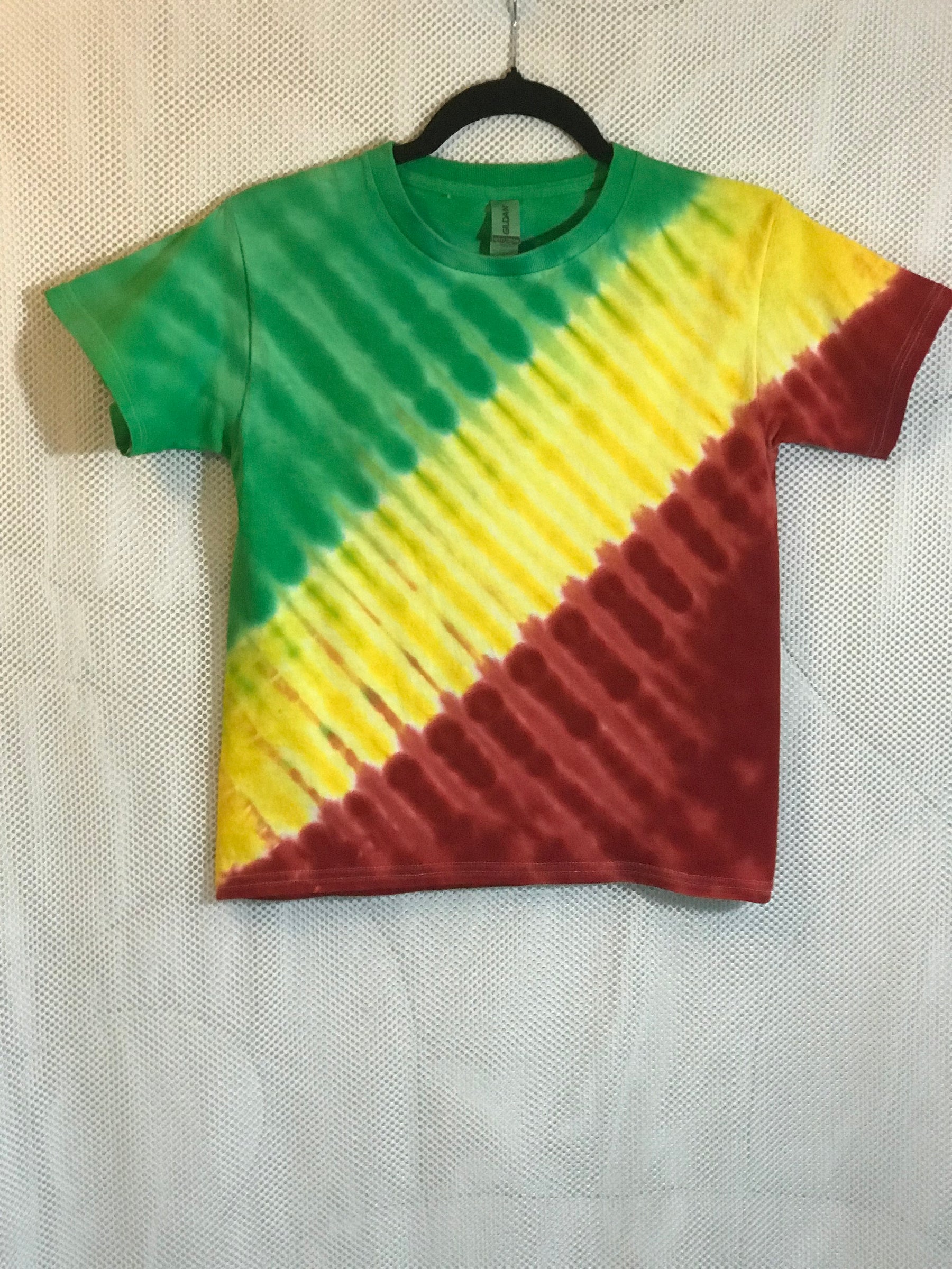 Youth Small Red Green and Yellow Diagonal Stripe #1351