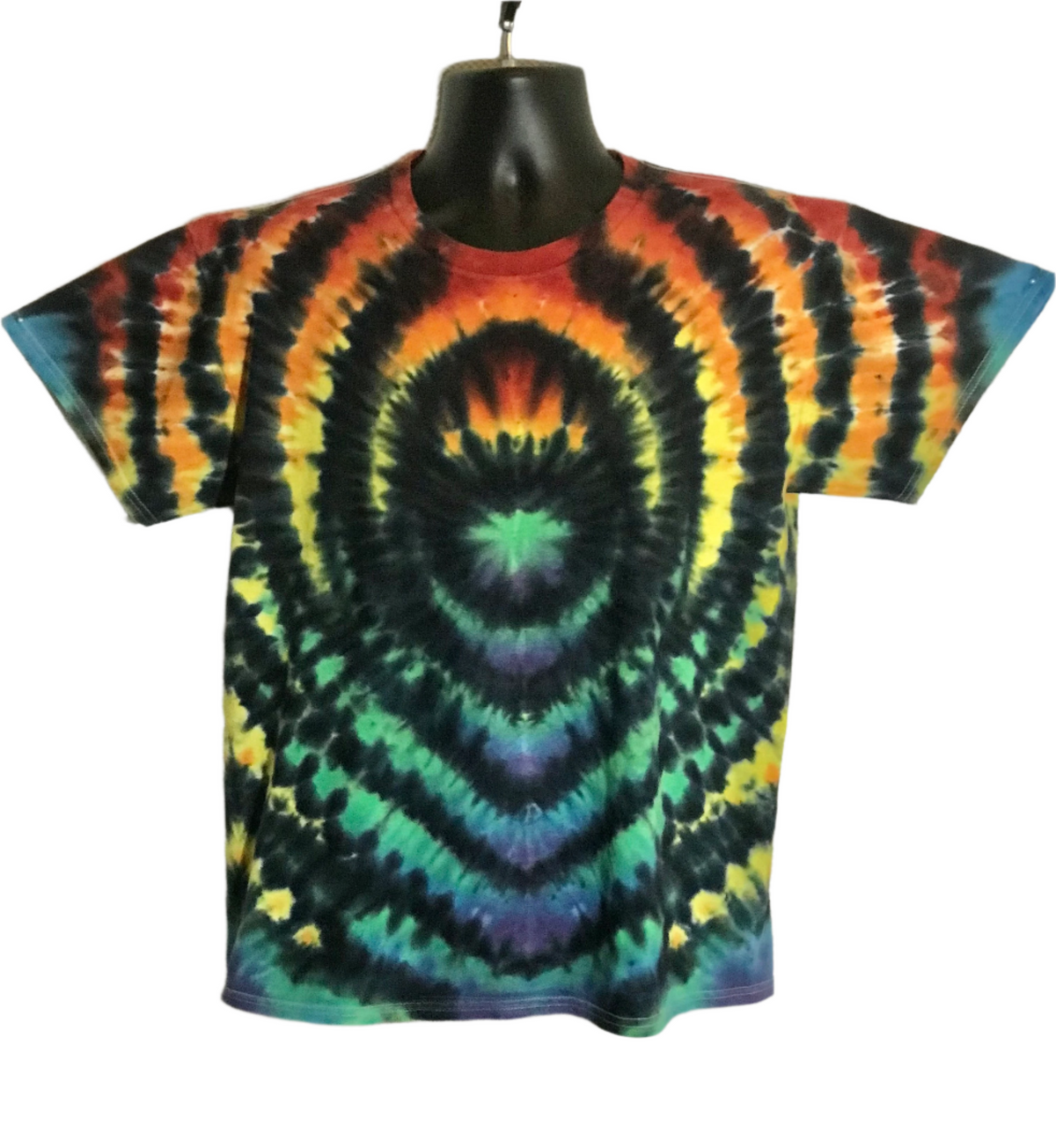 Adult Medium Pride Rainbow Spiral on Black (Wigwag) #264