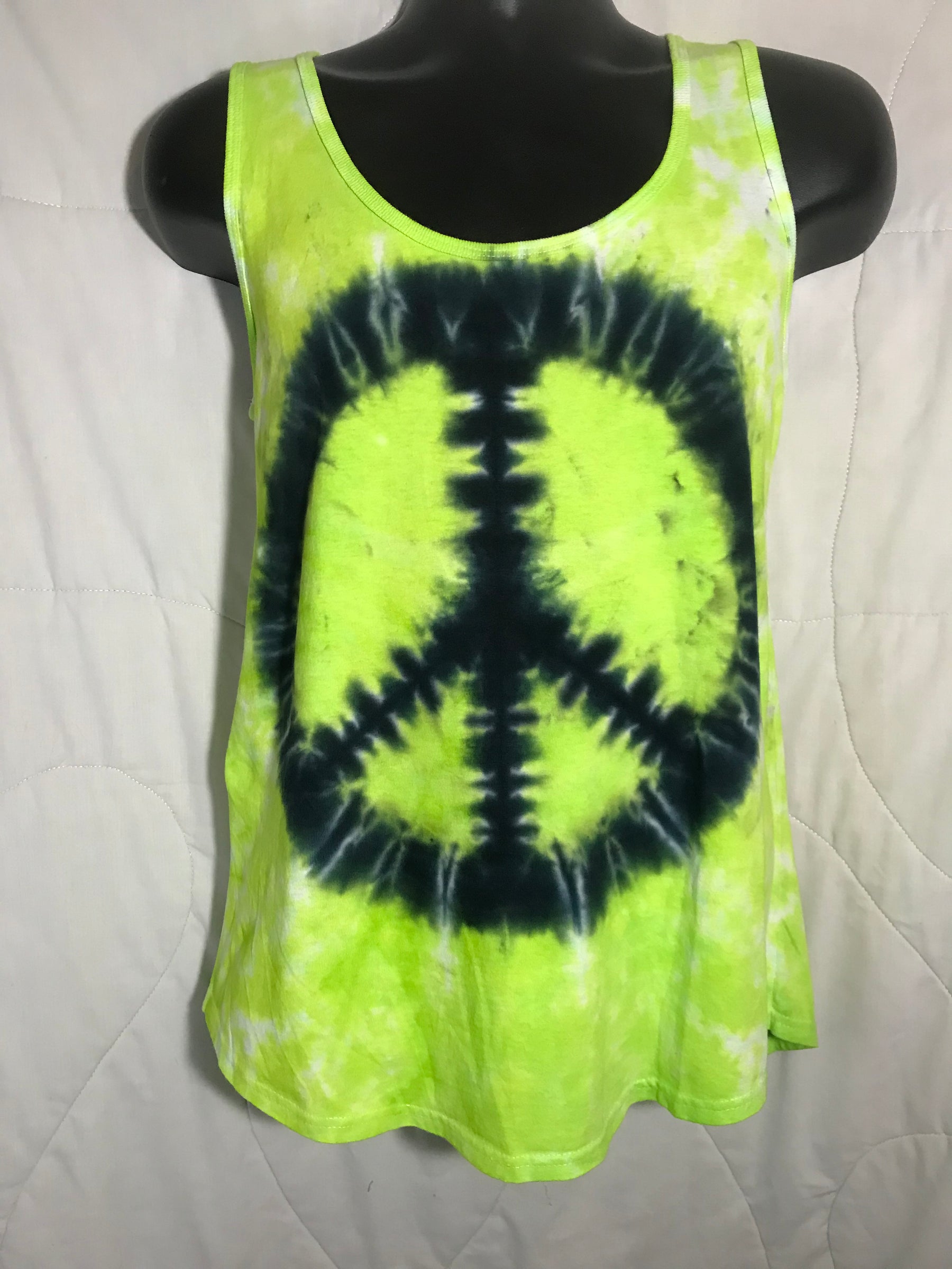 Adult Large Lime and Black Peace Sign - Womens #436