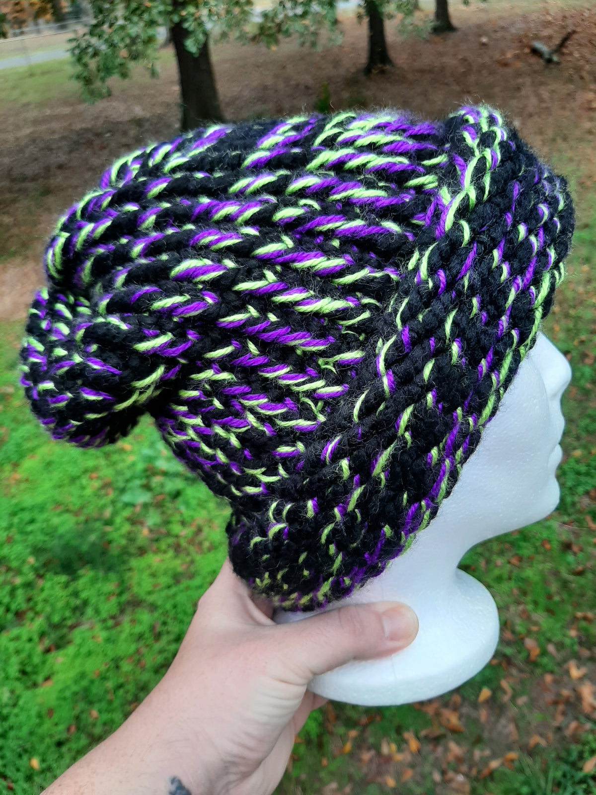 Adult Knit Black Purple and Lime SA #82