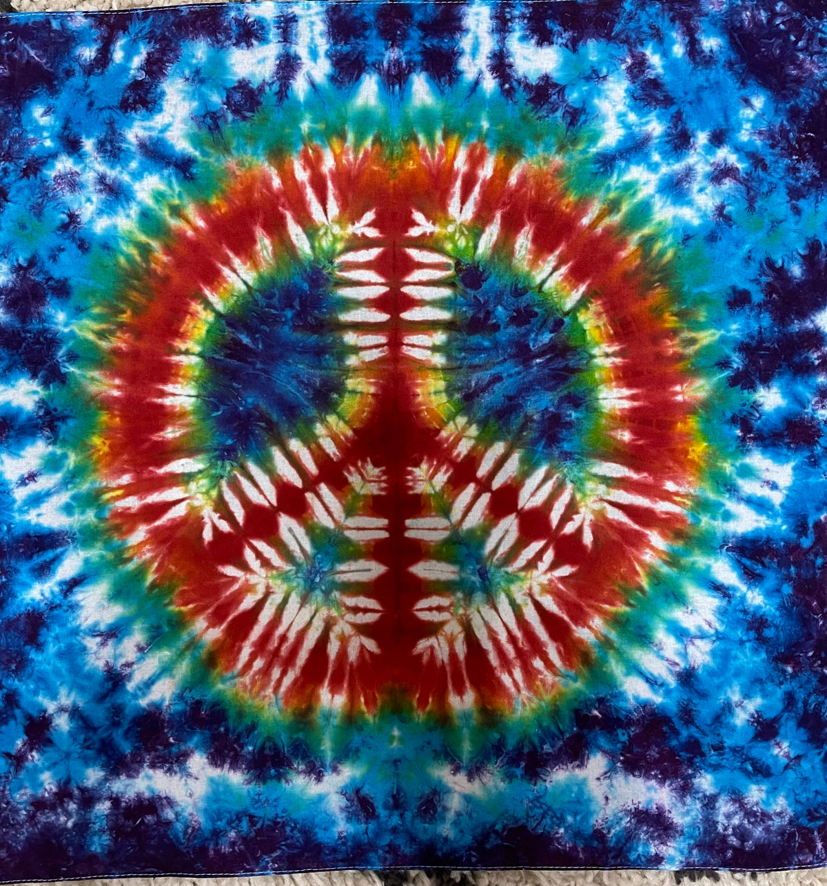 Bandana 22" x 22" Fire and Ice Peace Sign BA #24