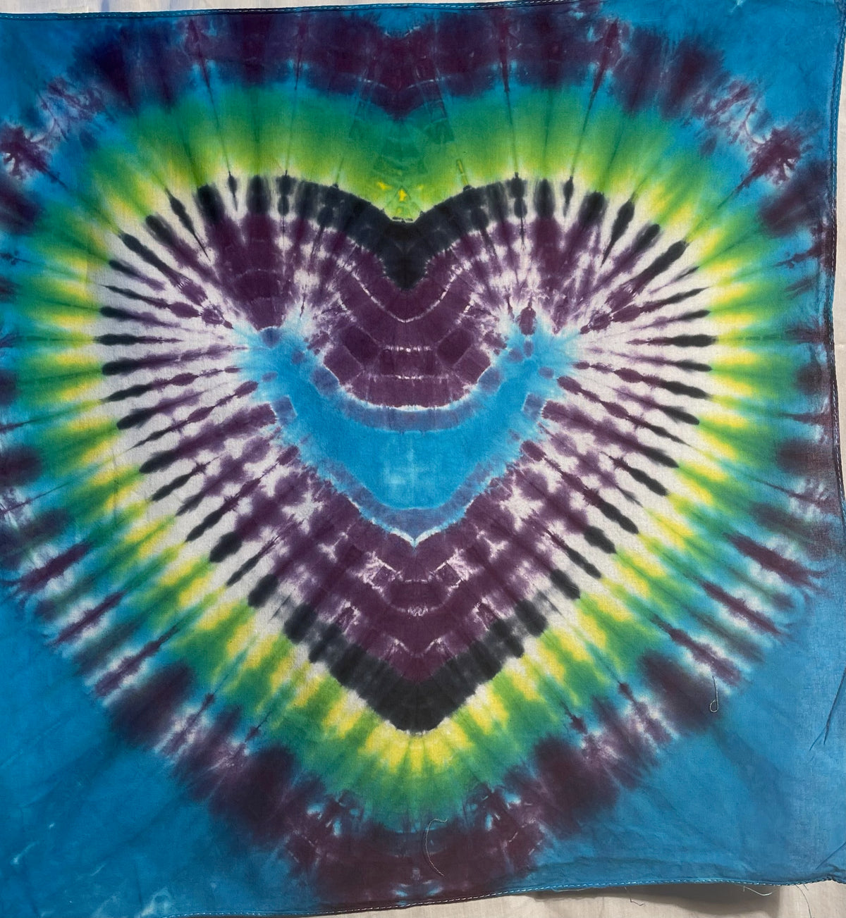 Bandana 22" x 22" Turquoise Purple and Lime Heart BA #032