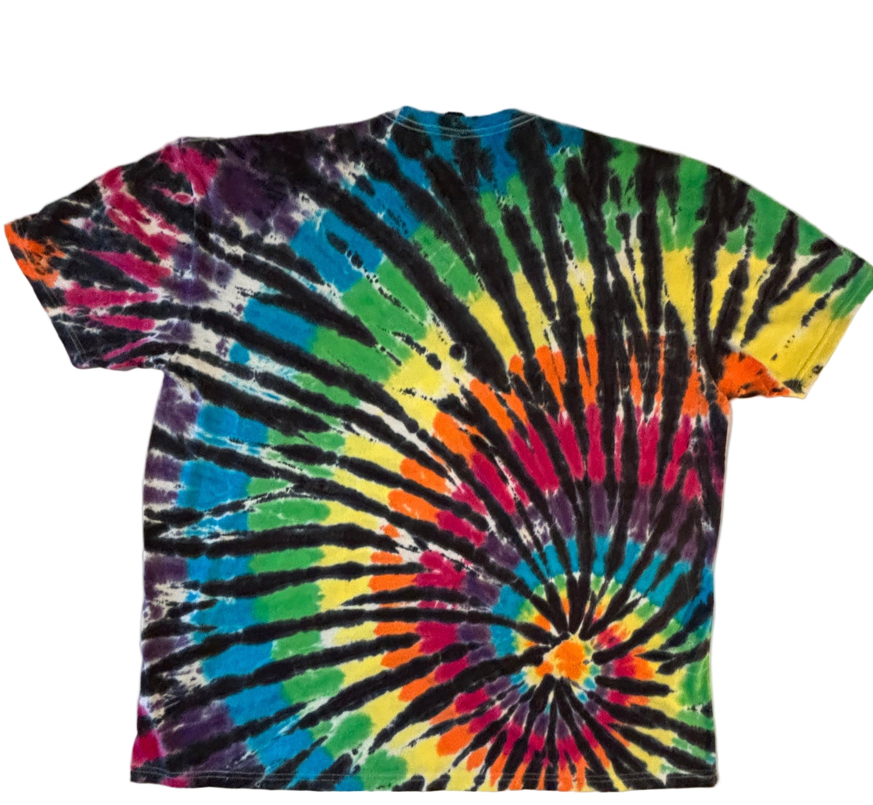 Adult 3-XL V Neck  Rainbow Spiral  [3-XL] [V Neck  Rainbow Spiral ] Tie-Dye T-Shirt – [#1026