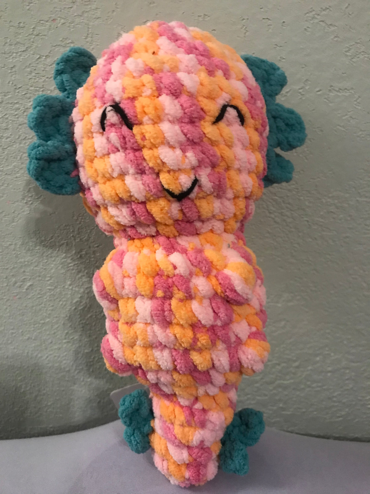 Crochet 11" Pink Variegated Axolotl SC #108