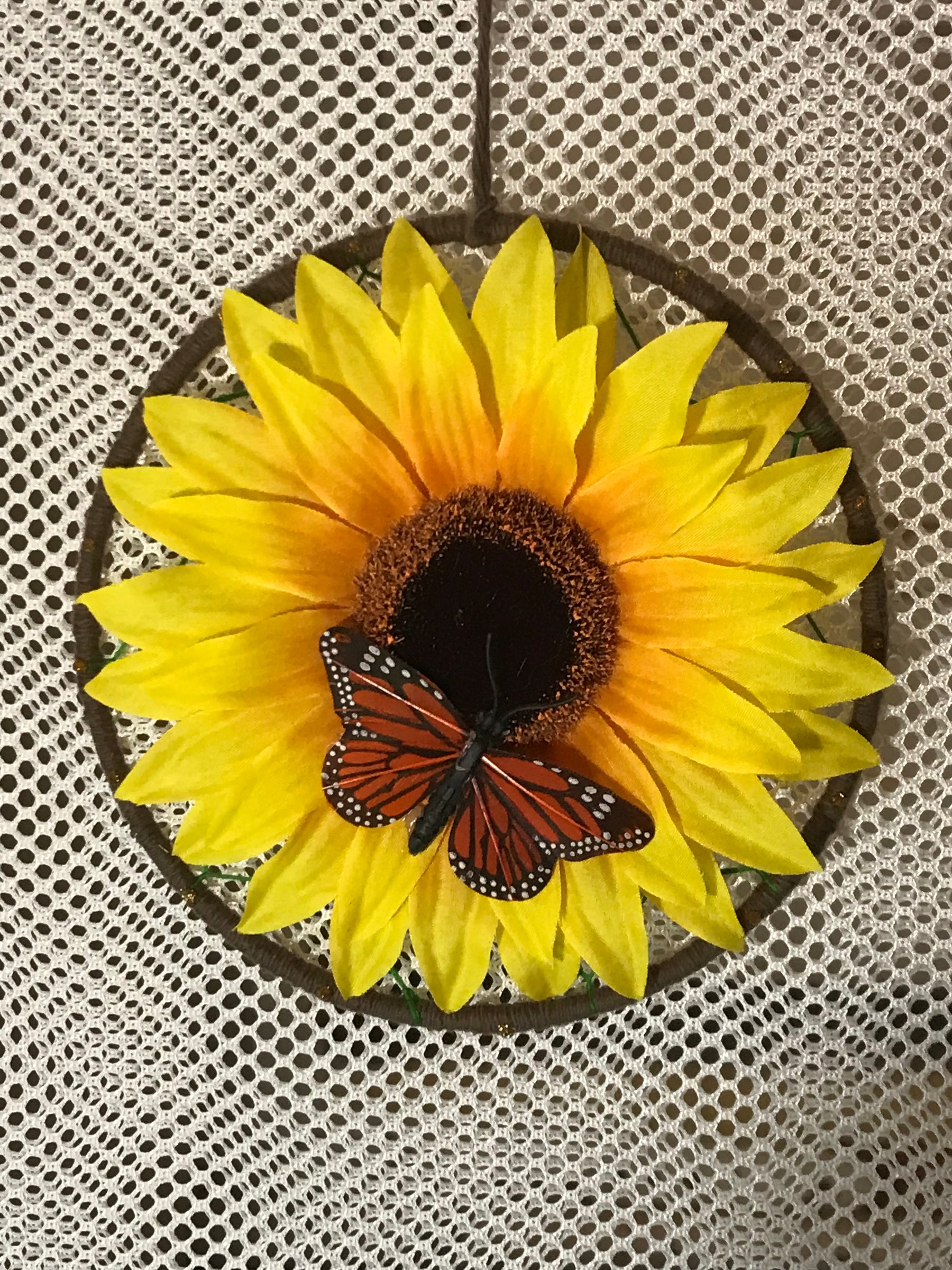 Wall Hanging 6" Sunflower With Butterfly SA #51