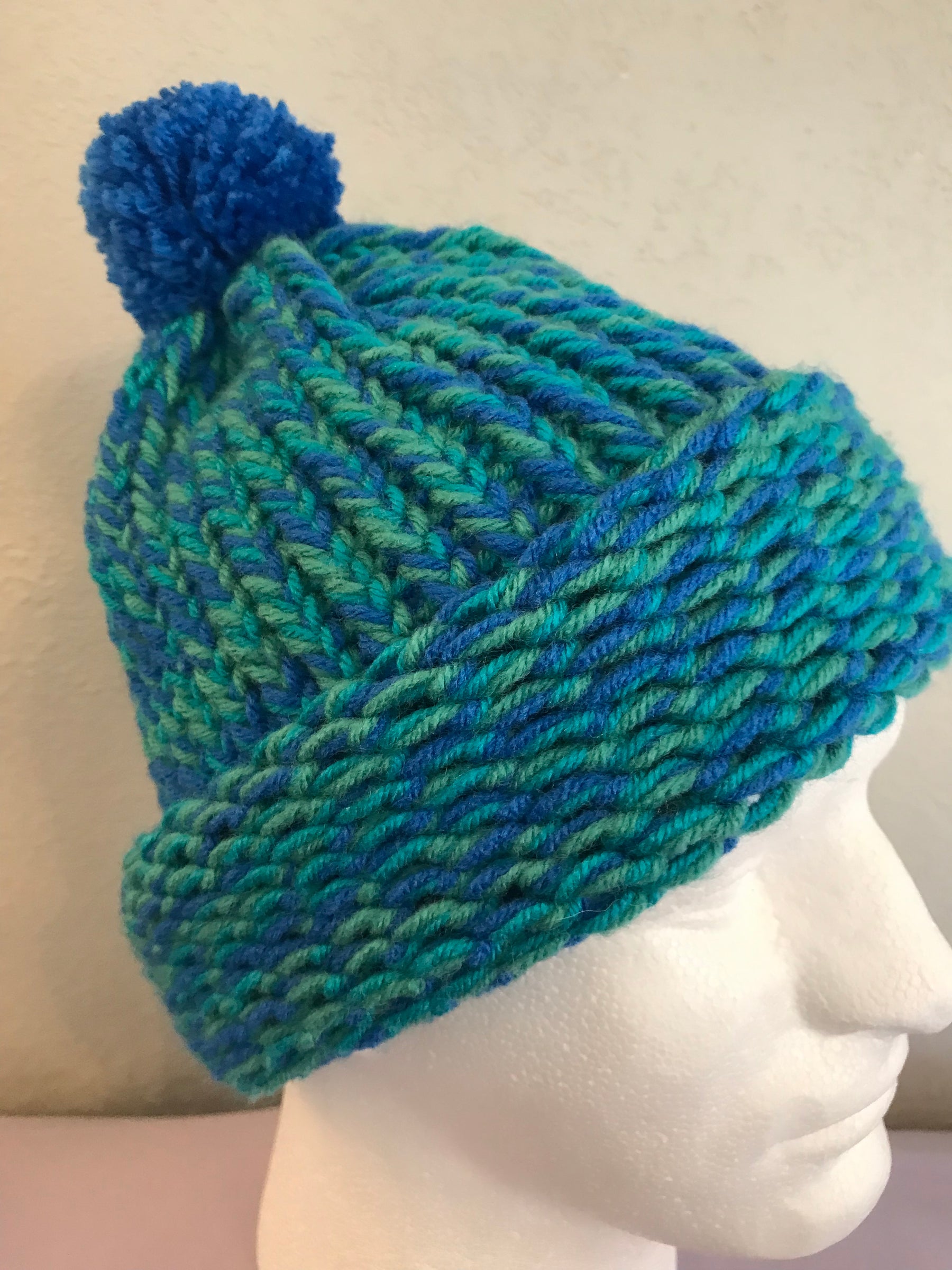 Adult Knit Blue Green Variegated "Water" SA #69