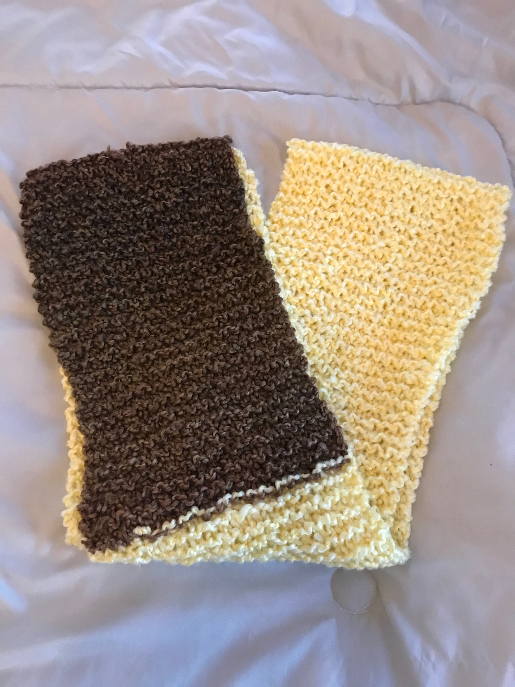 Crochet 66" x 8" Yellow and Brown Circled Scarf SC #19