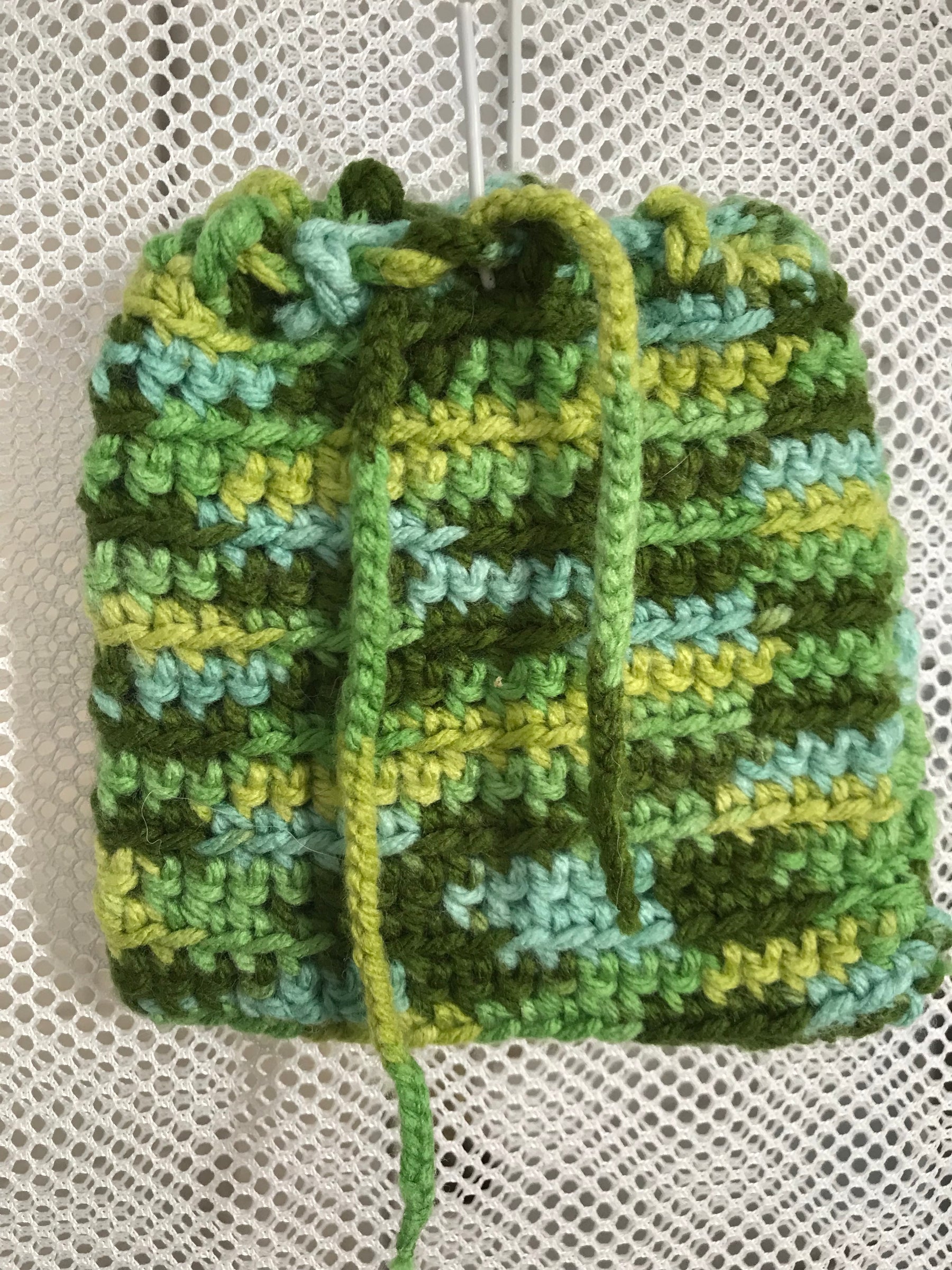 Crochet Green Variegated 5.5 x 5.5" Loot Pouch SC #21