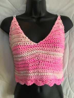 Crochet Medium Pink Variegated Crop Top SC #1